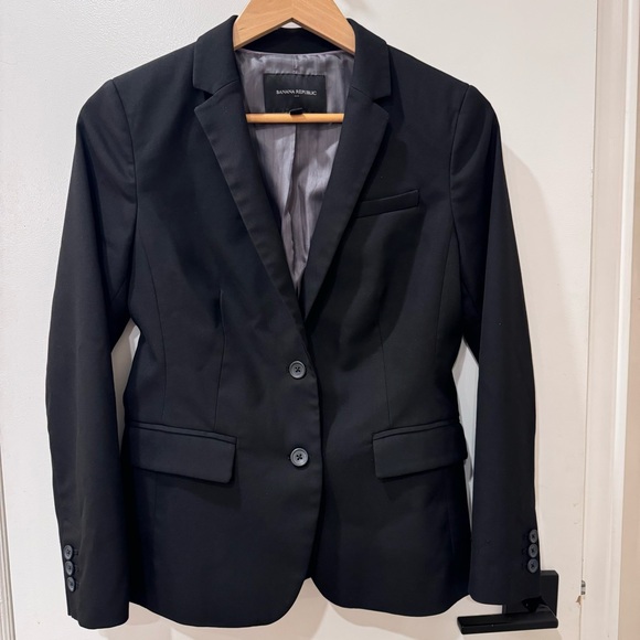 Banana Republic Womens Petite Two Button Pinpoint Lightweight Blazer  Sz 4 - Picture 2 of 8